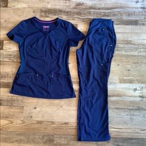 Purple Label Yoga Scrub Top, Navy Blue XS